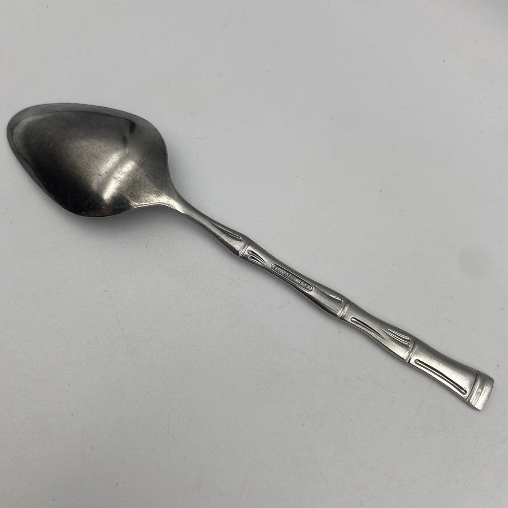 Vintage Bamboo Design Stainless Korea Dinner‎ Soup Spoon Replacement Flatware